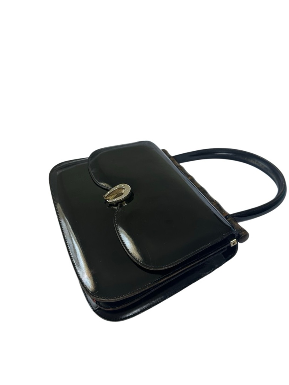 Gucci Black Patent Shoulder Bag with Bamboo Accent - Picture 6 of 14